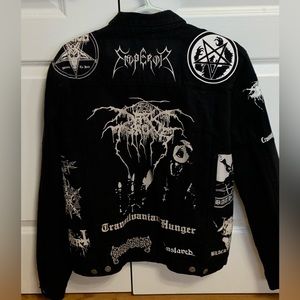 Black Metal Battle Denim Jacket.  Unisex Medium